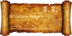 Blistyik Hubert névjegykártya